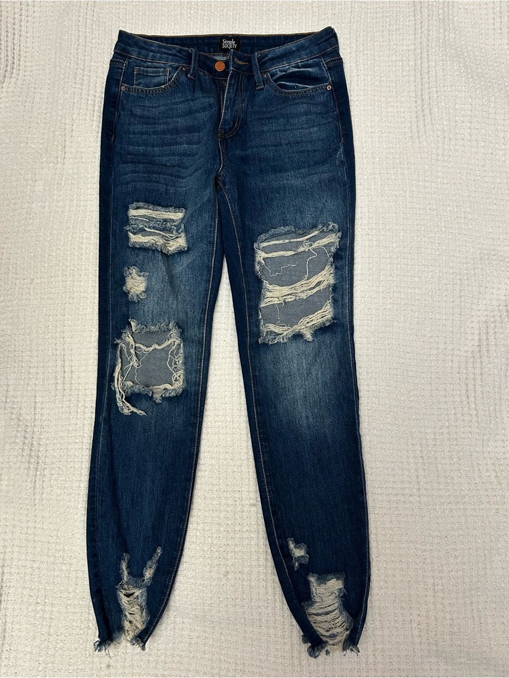 Simply Society Dark Blue Distressed Boyfriend Jeans